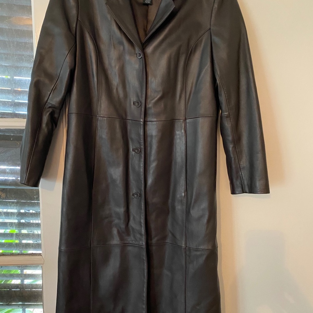Centigrade brown 100% leather trench size M